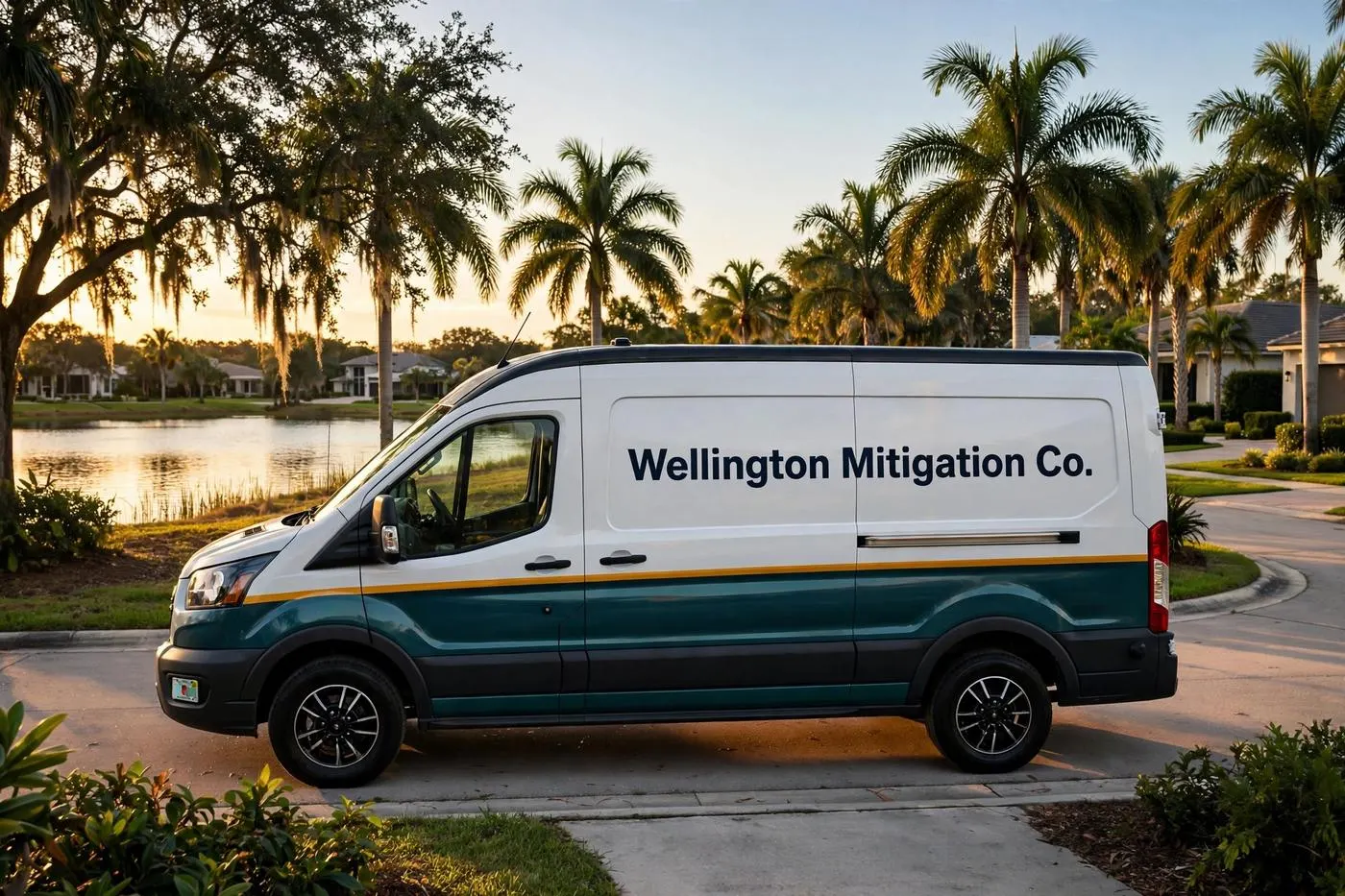 Wellington Mitigation Co. branded van in Wellington, FL